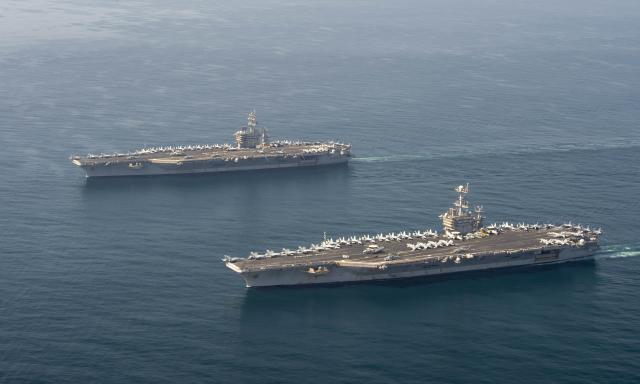 Two carrier strike groups in the Persian Gulf