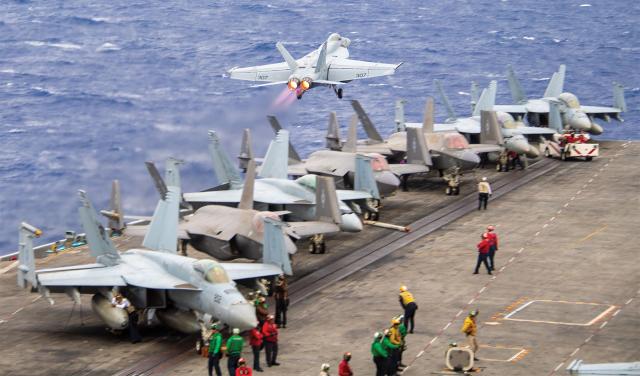 carrier-based F-35C, shown here on deck with F/A-18s