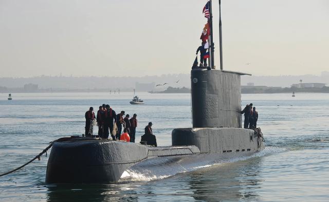 Partnerships with foreign navies are key to keeping our tactical skills sharp. Here the Peruvian Navy submarine Pisagua (SS-33) arrives at Naval Base Point Loma in 2017 as part of the Diesel-Electric Submarine Initiative (DESI) program to conduct training with U.S. Navy submarines and antisubmarine forces. 