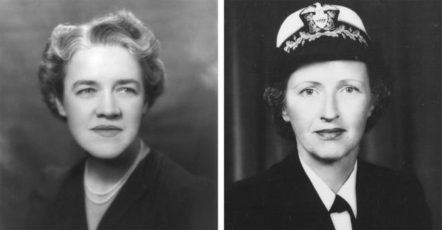 The earlier insistence that women should not continue to serve in the Navy once World War II ended was dashed against the rocks of pragmatic reality as the Cold War dawned. Left: Senator Margaret Chase Smith (R-ME) ultimately prevailed in protracted legislative battles in the Senate Naval Affairs Committee to secure permanent status for Navy women. Right: Captain Joy Bright Hancock deftly maneuvered within the Navy bureaucracy to overcome institutional resistance to permanent status for women. She would be 
