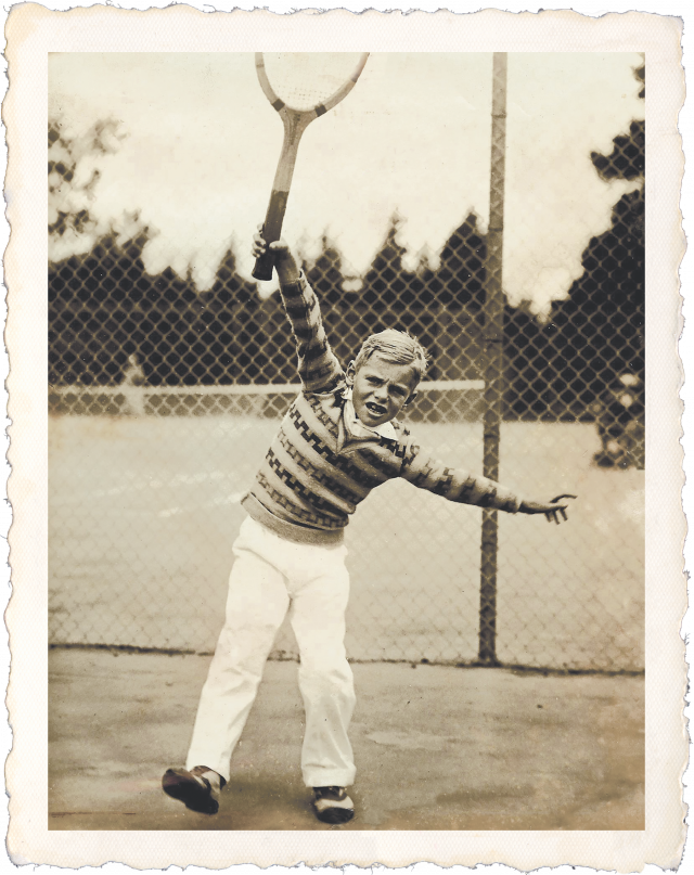 Joe Hunt playing tennis when he was a young boy