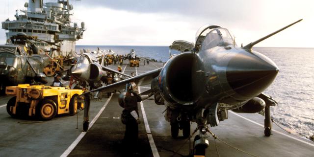 British Sea Harriers dominated local skies.