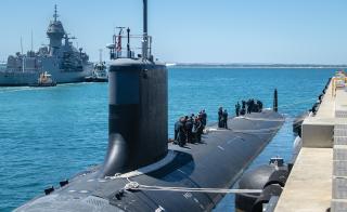 The Virginia-class submarine USS Mississippi (SSN-782) moors at Royal Australian Navy HMAS Stirling Naval Base. Australia, Japan, and Guam will all serve as intermediate staging bases and launching points for follow-on operations.