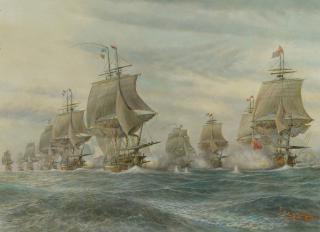 French fleet engages a British one in battle off Virginia in September 1781