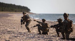 Marines from the 6th Marine Regiment practice an amphibious raid during exercise Baltic Operations 2023 in Ventspils, Latvia, in June. U.S. Naval Forces Europe-Africa says the annual exercise’s purpose is to strengthen NATO’s combined response capability. It also allows Marines to hone many of the skills they need to be the nation’s “force in readiness.”