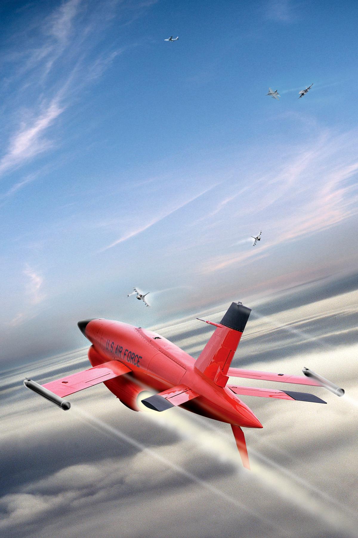 Concept art of a Firebee target drone in flight
