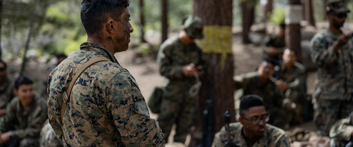 A Marine ground supply officer gives an after action report during Mountain Exercise 4-23 at Marine Corps Mountain Warfare Training Center in Pickel Meadows, California. It is time for innovation in supply and logistics at the lowest levels to align with strategic concepts of joint-force effort and collaboration. 