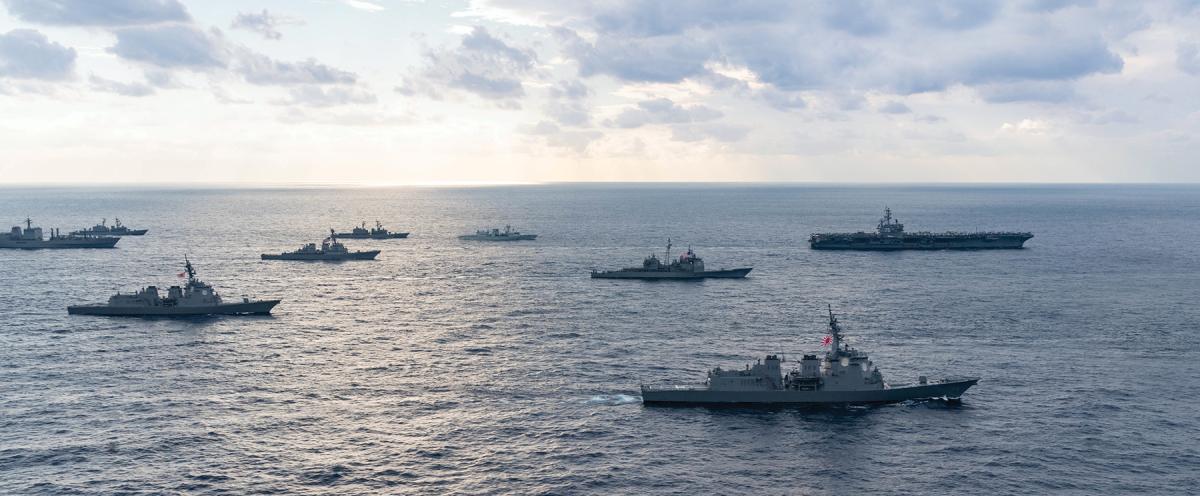 Ships from the U.S. Navy, Japan Maritime Self-Defense Force, Royal Navy, and Royal Australian and Canadian Navies