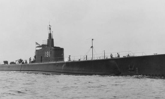 The USS Sculpin (SS-191) underway off Portsmouth, New Hampshire in September 1939.