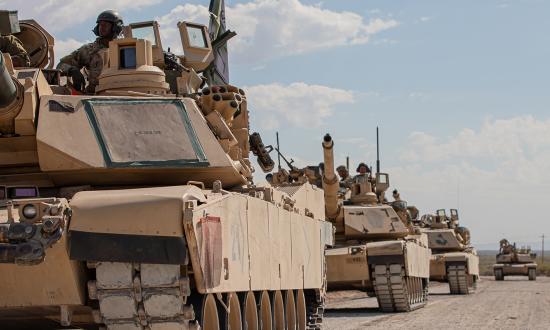 U.S. Amy M1A2 SEPv2 Abrams crews training at Table VI Tank Gunnery at McGregor Range, New Mexico. 