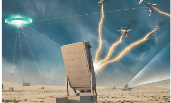 An artist's rendering of a high-powered microwave weapon