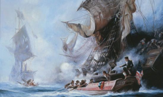 Naval History and Heritage Command, Art Collection (Sterett Leaving Enterprise at Tripoli, Oil on Canvas, By Orlando Lagman)