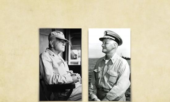 Portraits of Admiral William “Bull” Halsey and Admiral Chester Nimitz