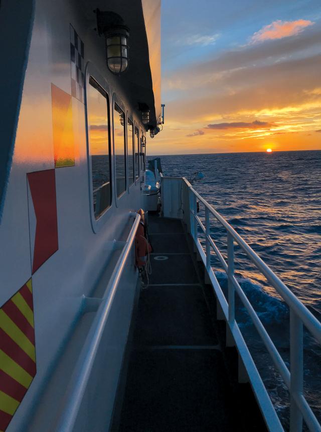 The USCGC Oliver F. Berry (WPC-1124), underway in the Pacific Ocean, 24 March 2019.