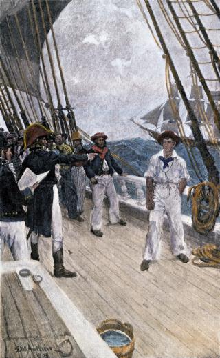 Royal Navy officer impresses an American sailor 