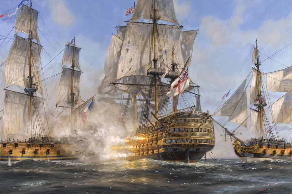 Breaking the Line: The Battle of Trafalgar, oil on canvas, 24”x 36” By Patrick O’Brien
