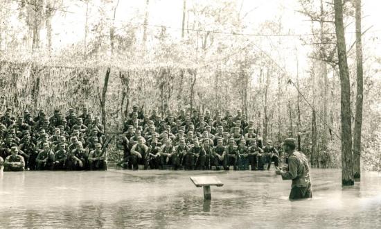 Instructor at the Army’s Florida Ranger Camp conducting a lecture on survival and military operations in swamp and jungle areas on 6 February 1962.